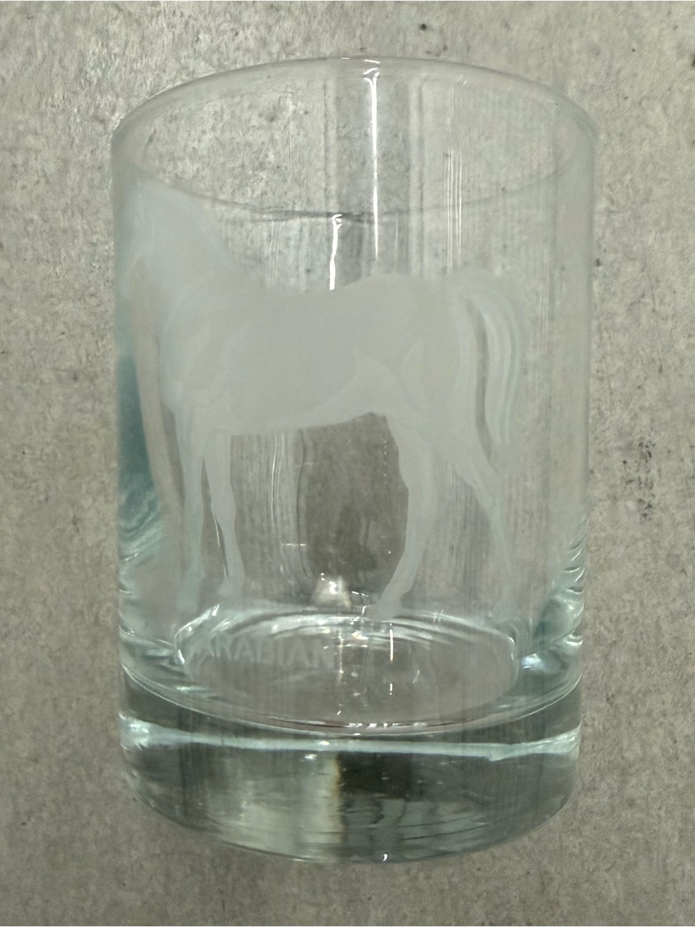 Whiskey Glass With Etched Arabian Horse